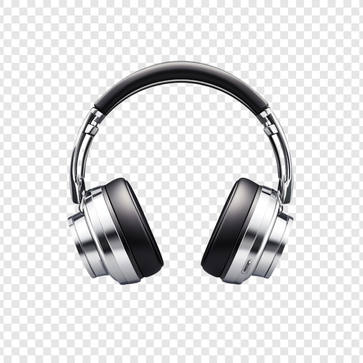 PSD gratuit des écouteurs noirs et argentés élégants pour une expérience audio haut de gamme
