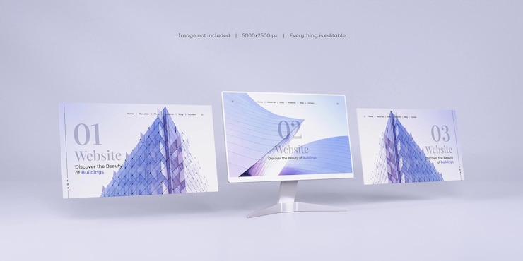PSD gratuit écran de bureau avec maquette de présentation de site web isolée