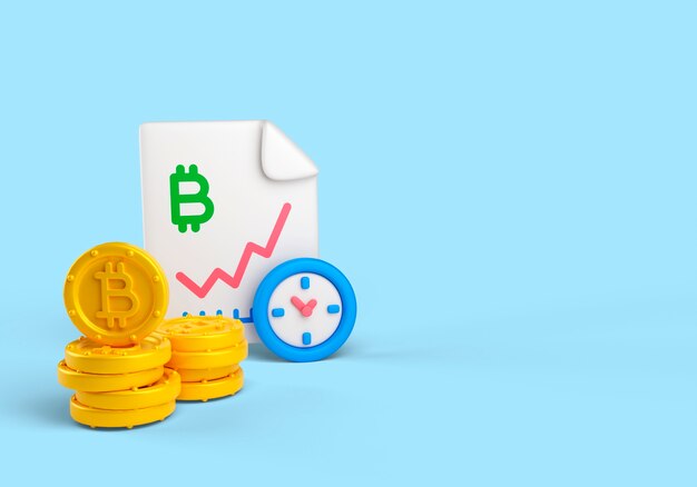 Ed illustration de crypto-monnaie avec horloge et graphique