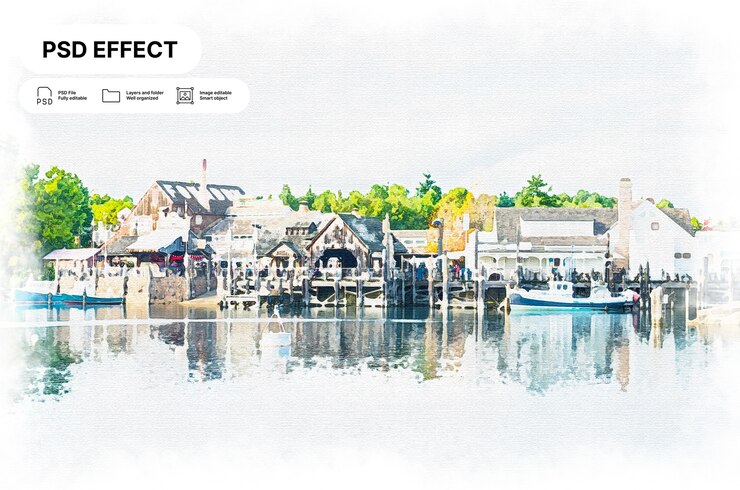 PSD gratuit effet photo aquarelle