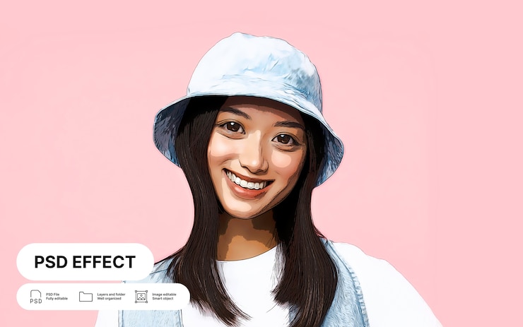 PSD gratuit effet photo caricature