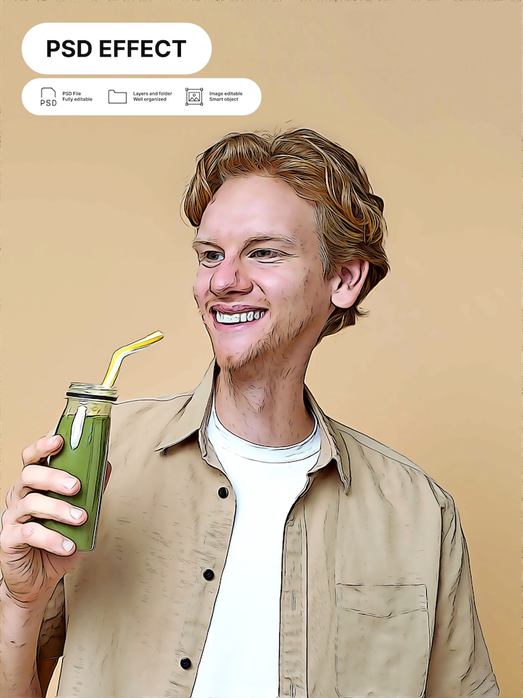 PSD gratuit effet photo caricature
