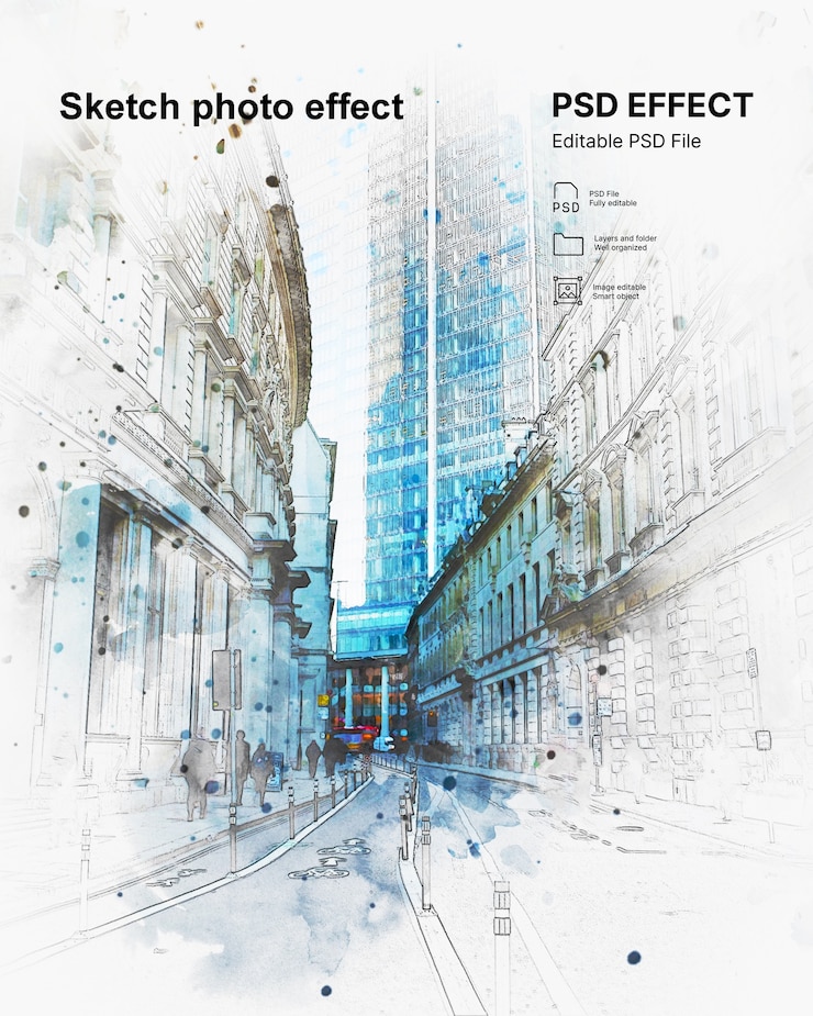 PSD gratuit effet photo de croquis