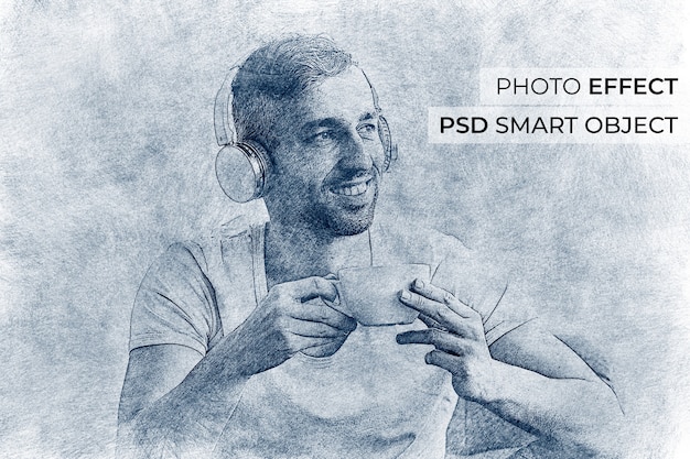 Effet photo de dessin au crayon