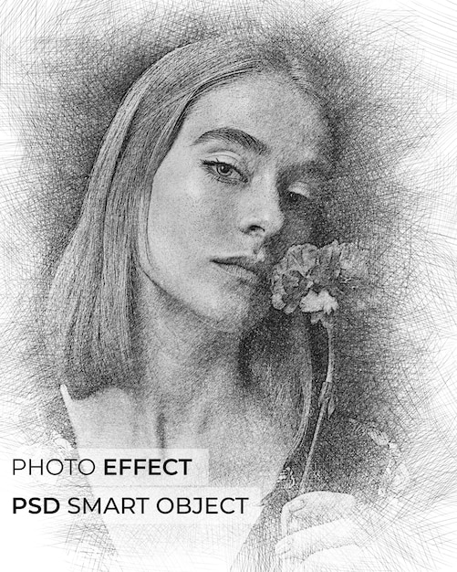 PSD gratuit effet photo de dessin au crayon