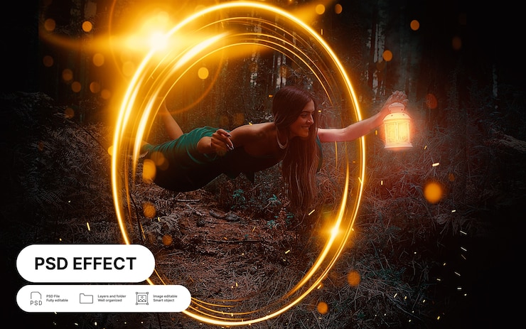 PSD gratuit effet photo doré
