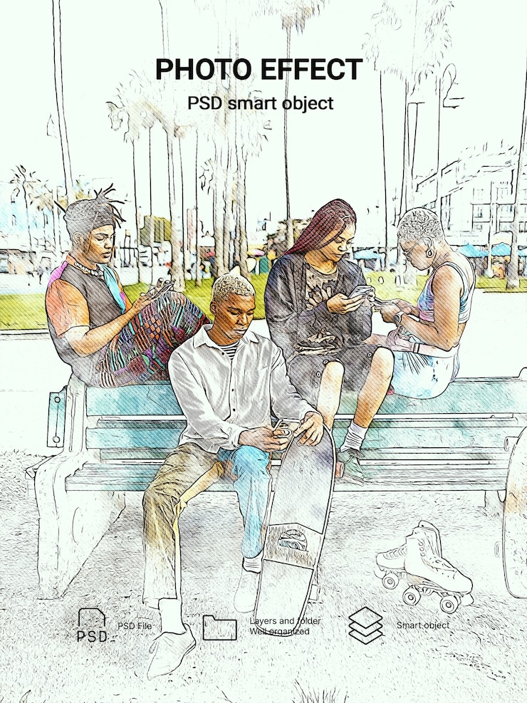 PSD gratuit effet photo d'esquisse urbaine