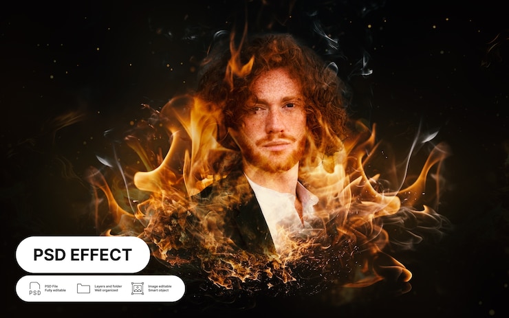 PSD gratuit effet photo de feu