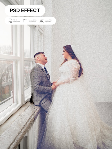 PSD gratuit effet photo de mariage