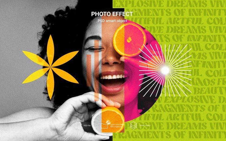 PSD gratuit effet photo de maximalisme technologique chaotique