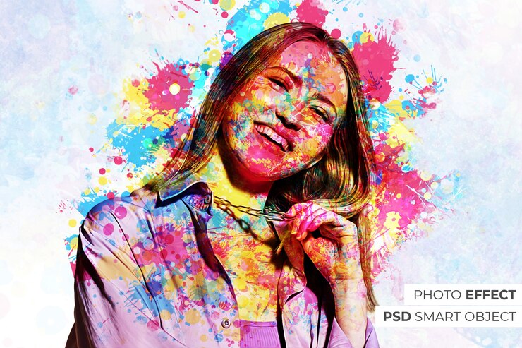PSD gratuit effet photo de peinture colorée
