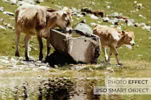 PSD gratuit effet photo de reflets d'eau