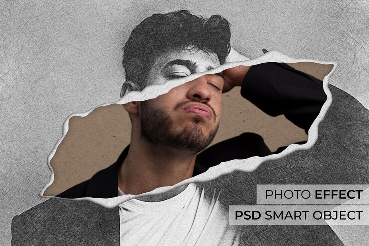 PSD gratuit effet portrait papier déchiré