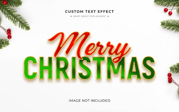 effet de style de texte 3d de Noël rouge et vert