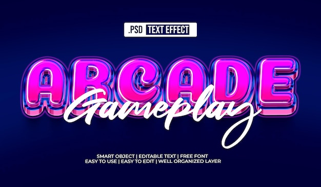 PSD gratuit effet de style de texte d'arcade