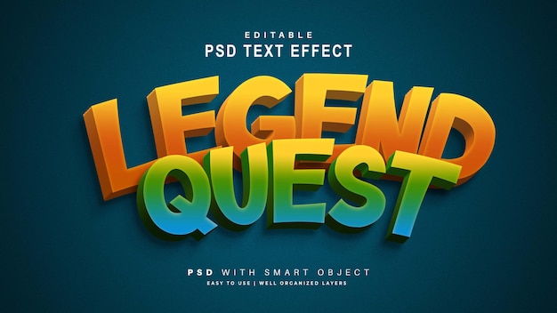 PSD gratuit effet de texte 3d legend quest