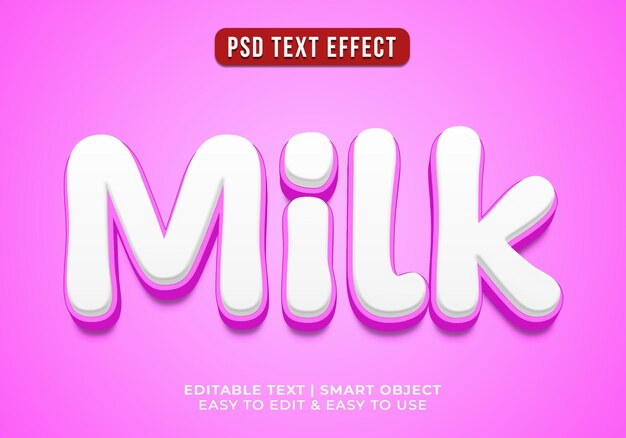 Effet de texte 3D de style lait modifiable