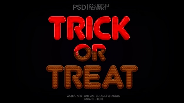 PSD gratuit effet de texte de biscuit halloween trickortreat sur fond noir