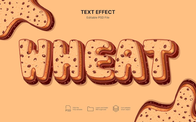 PSD gratuit effet de texte des biscuits de blé