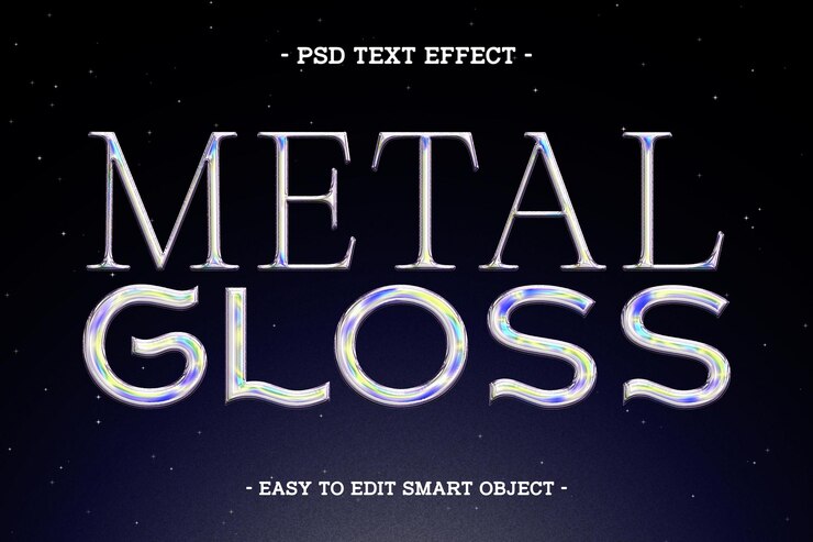 PSD gratuit effet de texte chromé à l'éclat métallique coloré