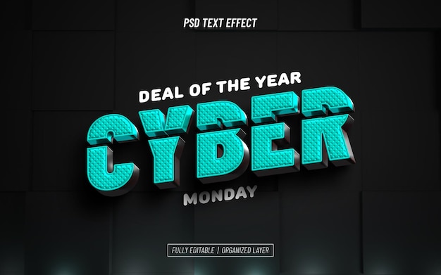 PSD gratuit effet de texte cyber monday