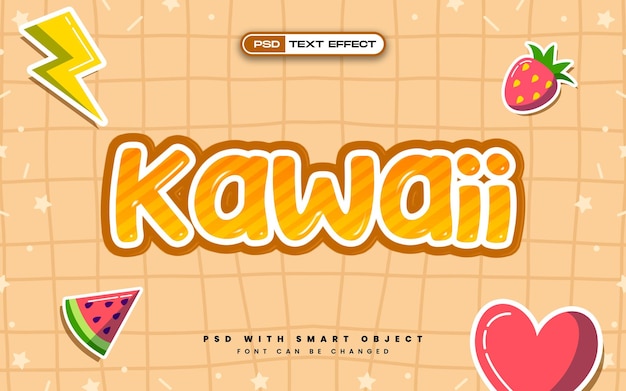 PSD gratuit effet de texte de dessin animé kawaii