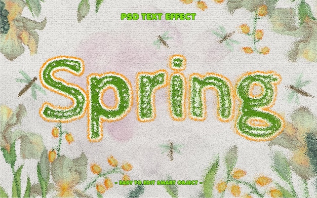 PSD gratuit effet de texte éditable en fleurs de printemps