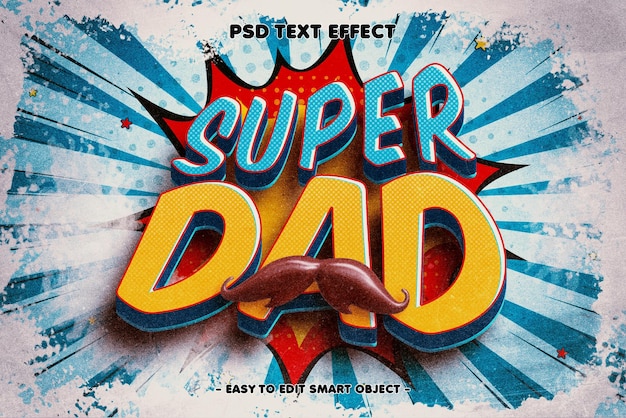 PSD gratuit effet de texte éditable super dad 3d