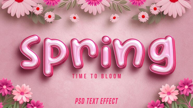 PSD gratuit effet de texte floral éditable au printemps