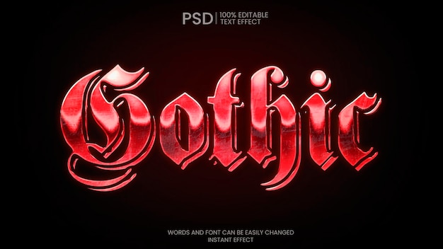 PSD gratuit effet de texte gothique rouge