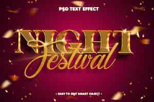 PSD gratuit effet de texte modifiable en 3d pour le festival de la nuit
