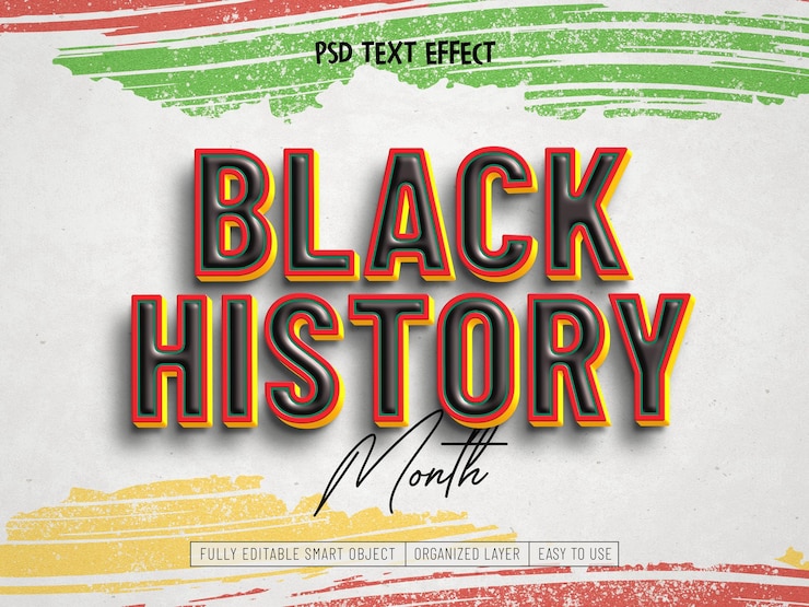 PSD gratuit effet de texte modifiable du mois de l'histoire des noirs