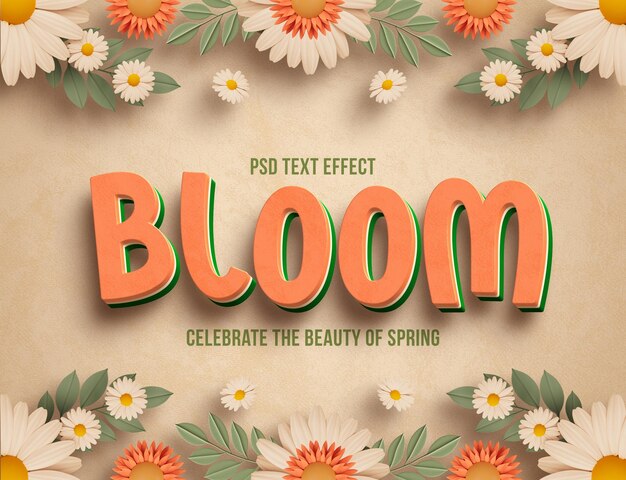 Effet de texte modifiable floral de printemps