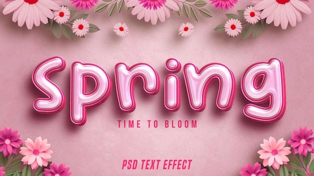 PSD gratuit effet de texte modifiable floral de printemps