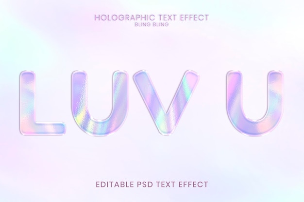 PSD gratuit effet de texte modifiable holographique