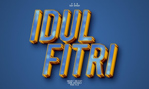 Effet de texte modifiable idul fitri 3D