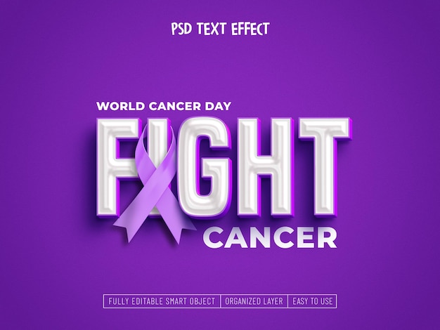 PSD gratuit effet de texte modifiable de la journée mondiale du cancer