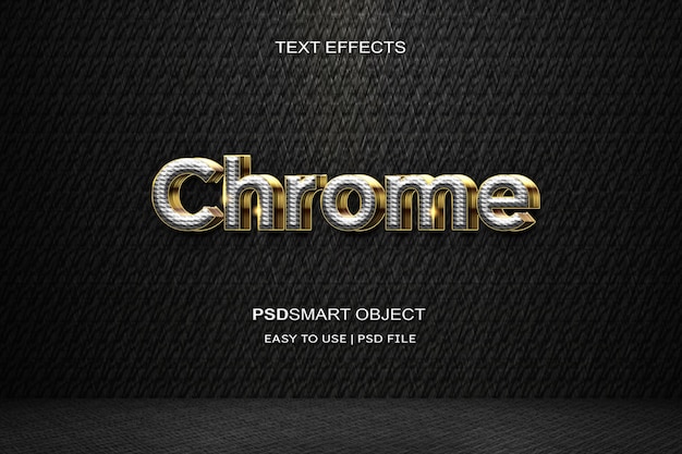 PSD gratuit effet de texte modifiable de luxe style de texte 3d or chrome