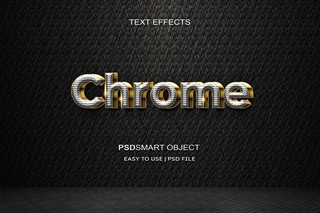 Effet de texte modifiable de luxe style de texte 3d or chrome