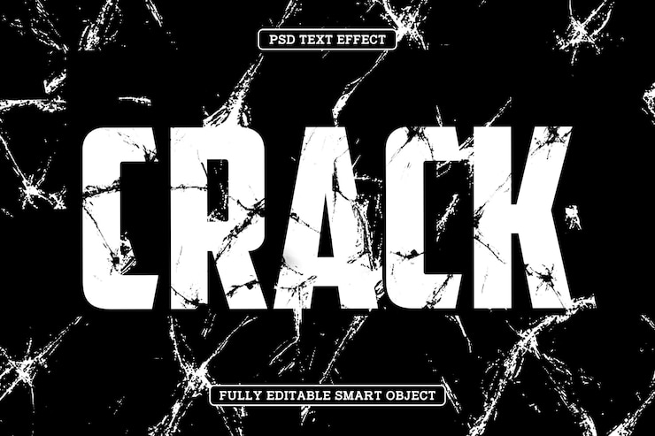 PSD gratuit effet de texte modifiable à partir de verre fissuré