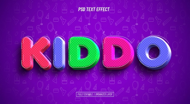 PSD gratuit effet de texte modifiable pour les enfants