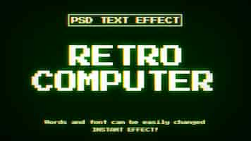 PSD gratuit effet de texte d'ordinateur rétro