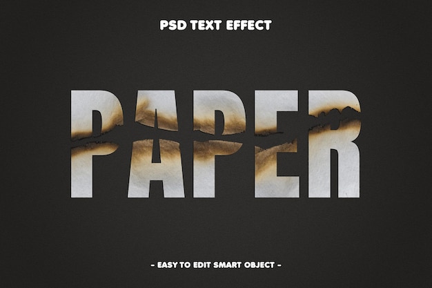 PSD gratuit effet de texte en papier brûlé