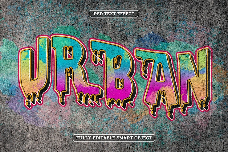 PSD gratuit effet de texte à pinceau de graffiti urbain