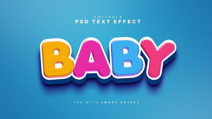 PSD gratuit effet de texte pour bébé