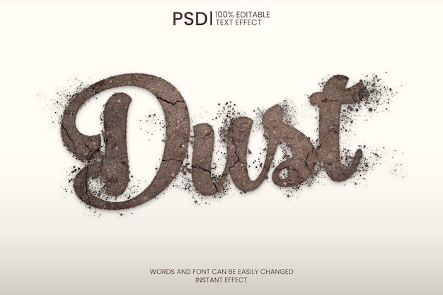 PSD gratuit effet de texte de poussière modifiable