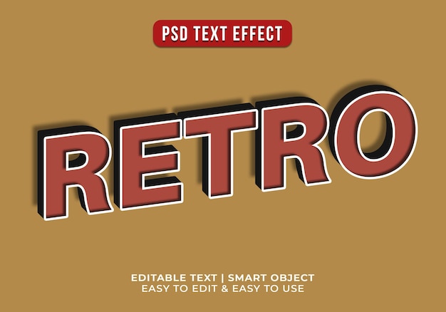 PSD gratuit effet de texte rétro 3d modifiable