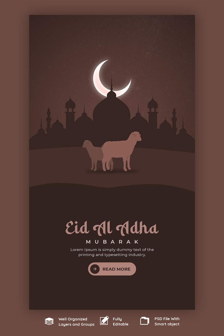 Eid al adha mubarak festival islamique modèle d'histoire Instagram et facebook