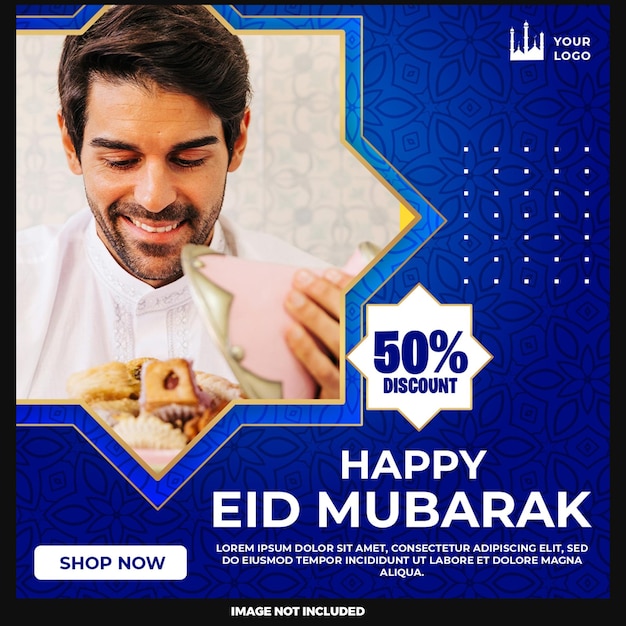 PSD gratuit eid mubarak et eid ul fitr bannière de médias sociaux modèle de publication instagram
