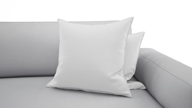 PSD gratuit Élégant coussin gris sur canapé gris